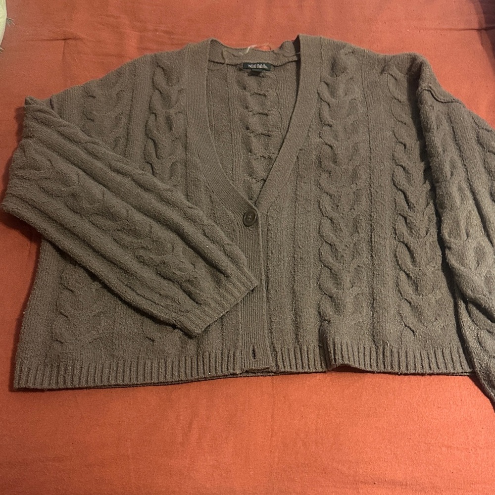 Wild Fable Brown Cable Knit Cardigan